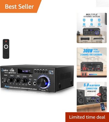 300W Home Audio Amplifier with FM Radio & Bluetooth 5.0 Connectivity