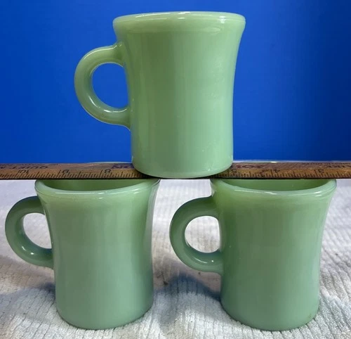 3 Vintage Fire King Anchor Hocking Jadeite Mugs C Handle