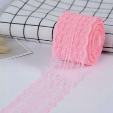 Organza Lace Ribbon per 10 mtrs - Pink Style 1