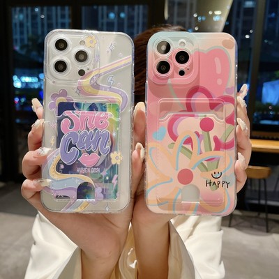 For Huawei Xiaomi Cute Flower Card Bag Wallet Case Phone Back Fashion Women Girl