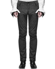 Devil Fashion Men Trousers Pants punk Black Brocade Gothic Aristocrat Steampunk