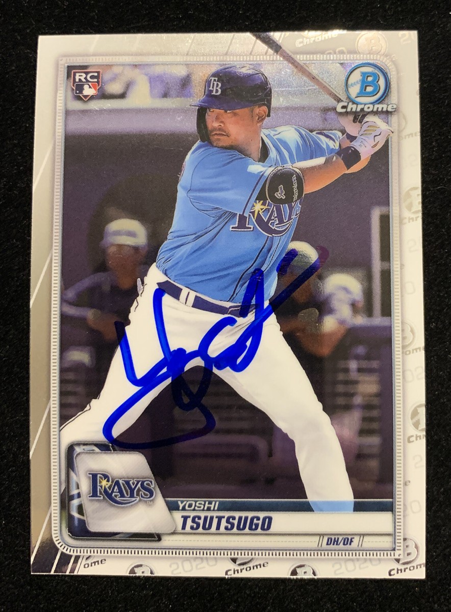 YOSHI TSUTSUGO Signed 2020 Bowman Chrome Baseball Card #37 Rays