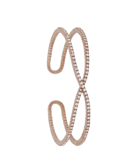 2.25ct Natural Round Diamond 14K Rose Gold Wedding Anniversary Cuff Bracelet - Image 3 of 3