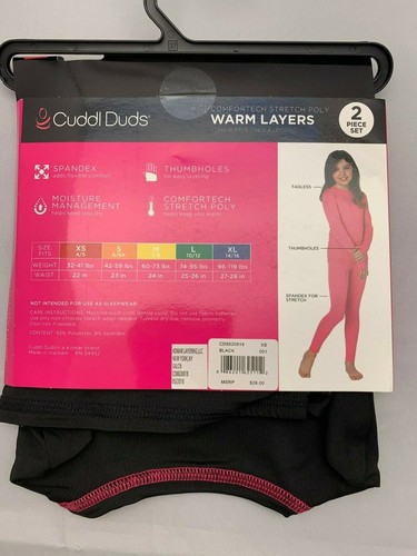CUDDL DUDS $26 WARM LAYERS Top & Leggings 2 Pc Stretch PolyThermal Girl XS 4 / 5 - Picture 2 of 4