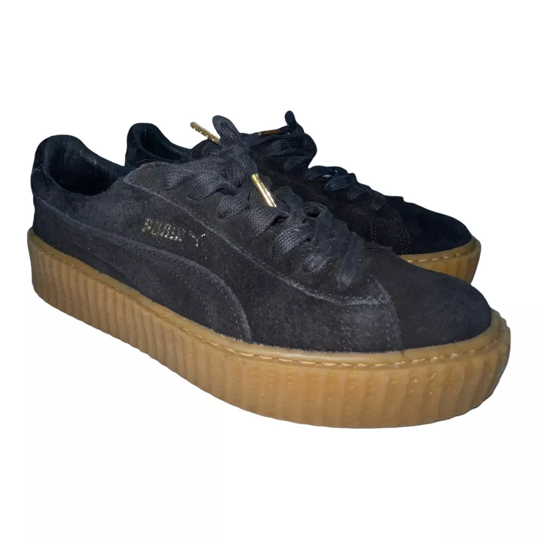 Rihanna FENTY x PUMA Womens 9 Black Suede Oatmeal Gum Platform Creepers Sneakers eBay