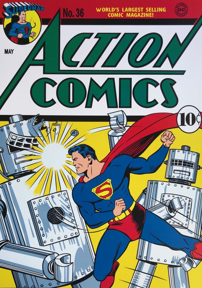 FRED RAY rare ACTION COMICS 36 Superman art print 12x18 CLASSIC