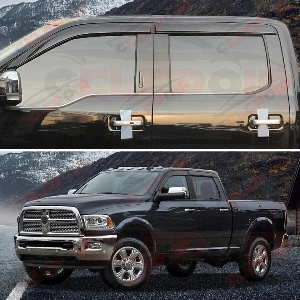 Genuine 2009-2018 Dodge Ram 1500 2500 3500 Crew Cab Window Visor Vent Rain Guard - Image 2 of 4