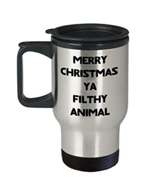 Merry Christmas Gifts Travel Mug, ya filthy animal