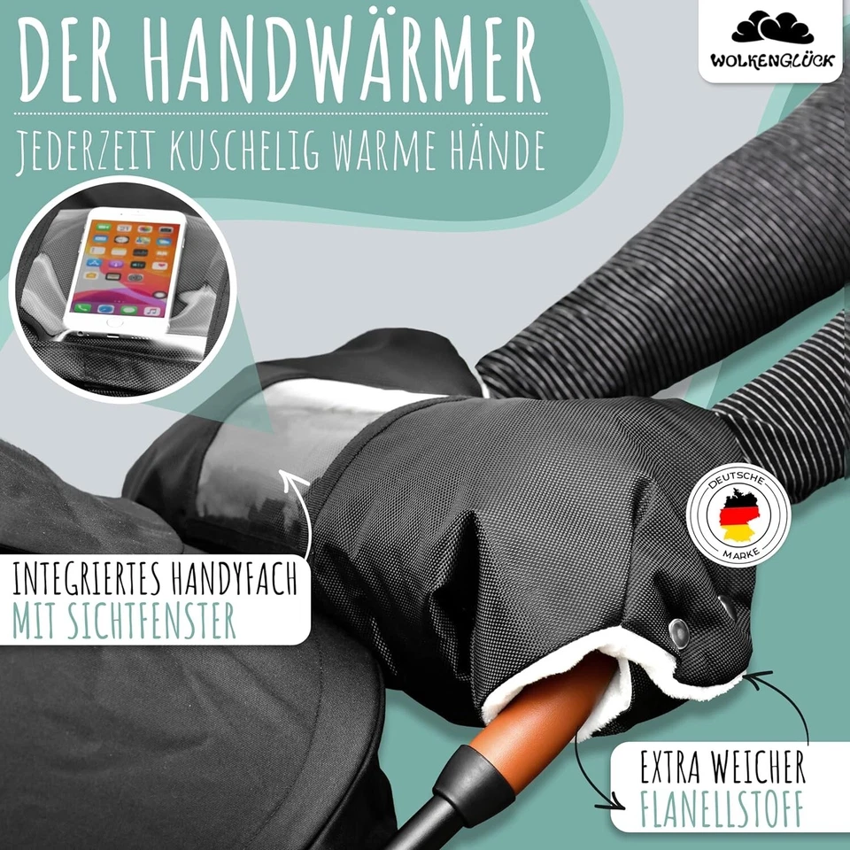 WOLKENGLÜCK® Kinderwagen Handwärmer Handmuff extra weicher Handschuh für Buggy - Bild 4 von 4
