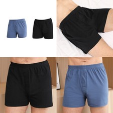 US 2 Pc Men's Knit Boxer Shorts 100 Cotton Plain Solid Assorted Color Underwear