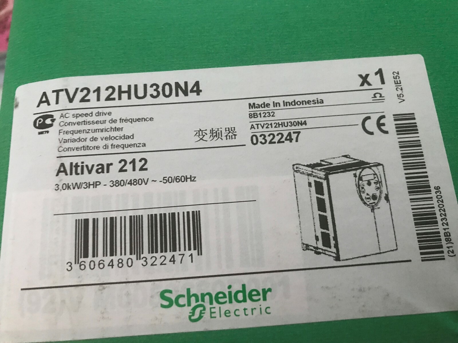 ATV212HU30N4 SCHNEIDER ELECTRIC 3.0KW 3HP 380/480V AC SPEED DRIVE