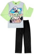 Star Wars Baby Yoda Flannel Sz 6/7 2Piece Pajamas Boya Sleep Set Mandalorian Pjs