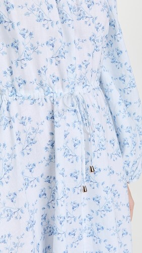 $460 NEW Caroline Constas Korina Cover Up Blue LINEN White Maxi Dress XS S M L - Picture 5 of 11