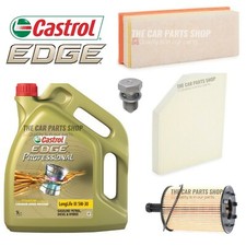 5L CASTROL SERVICE KIT TO FIT AUDI A5 2.0 TDI 07-15 POLLEN AIR OIL FILTER PACK