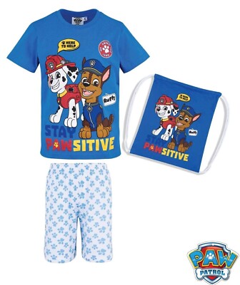 Paw Patrol Shorty SET Shirt Hose Schlafanzug Tasche Gr. 98 104 110 116  NEU