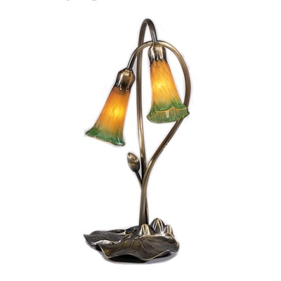 Meyda Lighting 16'H Amber/Green Pond Lily 2 Lt Accent Lamp - 12939