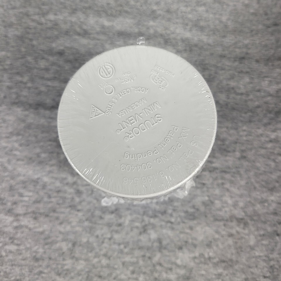 Studor Mini Vent Air Admittance Valve White Finish 2" Dia ABS Plastic