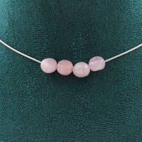 Kette Mit 4 Kunzit Perlen Aus Brasilien. Edelstahlkette FüR Frauen