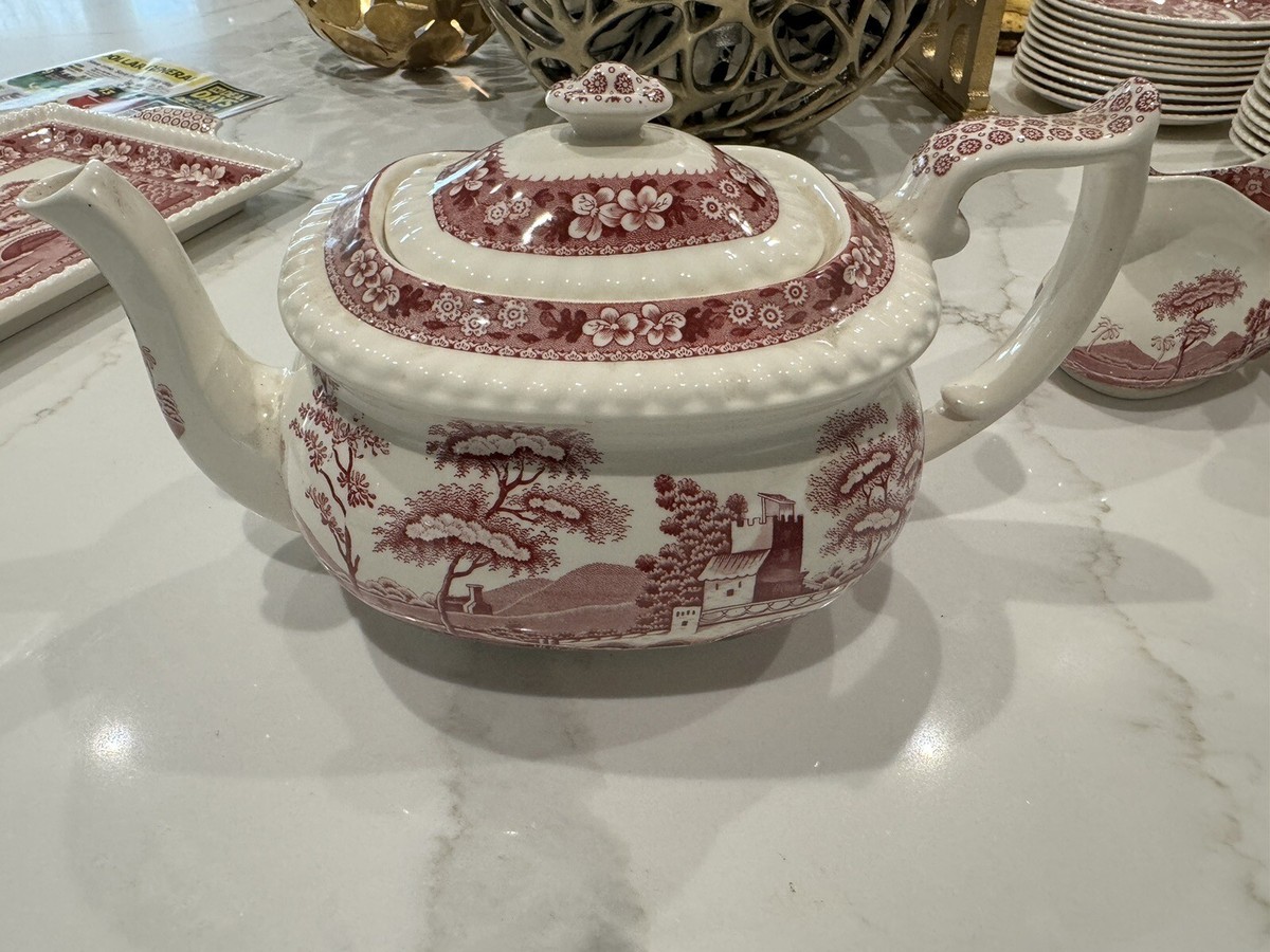Copeland Spode's Tower Pink, Flowers Scene: Teapot Lid, 1/2