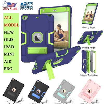 For iPad 9th 8th 7th 5th 6th Generation Shockproof Rugged Hard Stand Case Cover