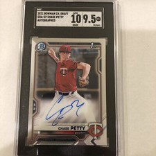 2021 Bowman Draft Chrome Pick Refractor /499 Chase Petty #CDA-CP Auto SGC 9.5