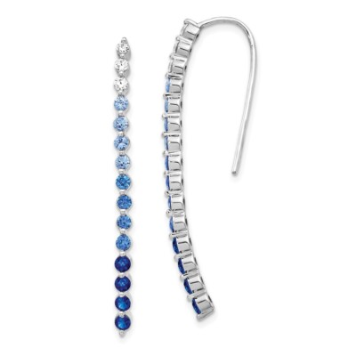 44mm 14k White Gold Diamond and Sapphire Earrings EM4318-SA-025-WA