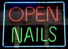 Open Nails Neon Light Sign 20"x16" Lamp Glass Shop Bar Decor Wall Space Hanging