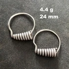 ARTISAN SILVER EARRINGS CRAFT VINTAGE DANGLES 4g COIL Gleam ROUND HOOP #A402