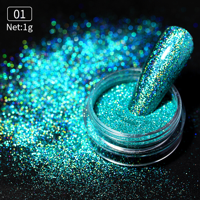 Nail Glitter Powder Holographics Silver Pigment Nail Art Dust Sparkle