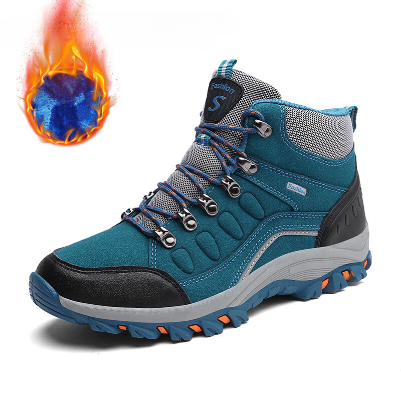 Men's Winter Warm Plush Snow Boots Non-Slip Hiking Boots High-Top Ankle Boots