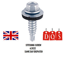 STITCHING SELF DRILLING TEK ROOFING SCREWS + SEALING WASHER & FREE DRIVE BIT  