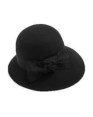 Cloche Negro 100% Gorro de lana para Mujeres
