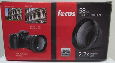 Focus 58mm 2.2X Telephoto & 0.43X Wide Angle with Macro Lenses New Open Box