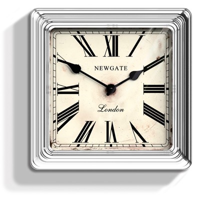 Newgate Clocks Large Square Silver Metal Dining Room Roman