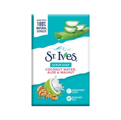 St. Ives' Scrub Bar Soap with Coconut Water, Aloe, and Walnut (4 Packs)