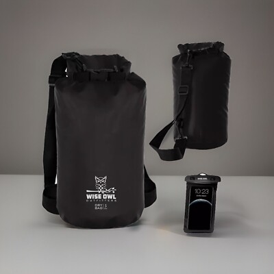  Wise Owl Outfitters Waterproof Dry Bag Backpack for Camping 20L Black NWT 