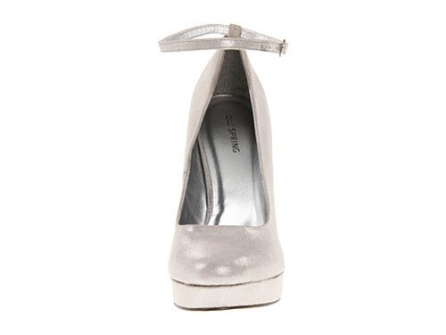 Call it SPRING Women's Sz 8 Platform High Heels Pumps Ankle Strap - Silver - Picture 7 of 7