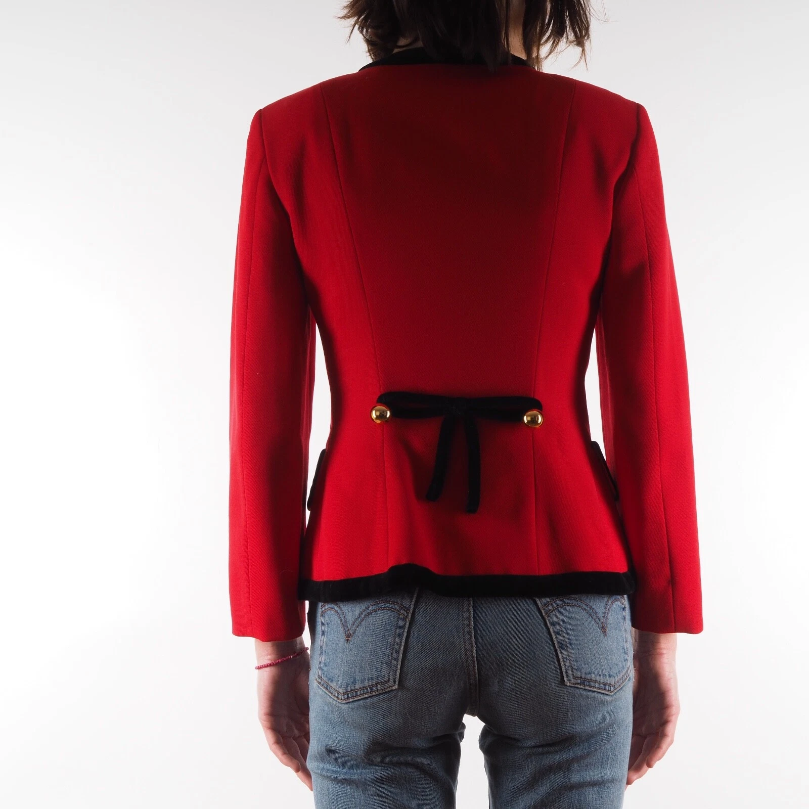 MOSCHINO Giacca Blazer Economica e Chic Vintage Donna Rosso Iconico Velluto IT40 US6