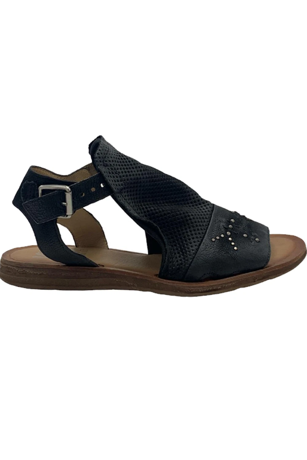 Miz Mooz Leather Wide Width Ankle-Strap Sandals Fifi Black