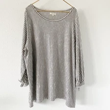 Max Studio Shirt Womens 3X Stripe Loose Fit Stretchy Knit Office to Casual Light