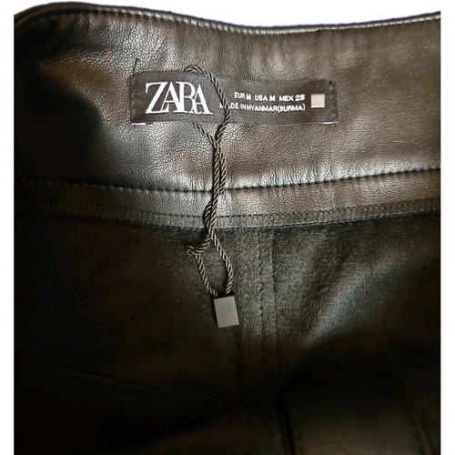 Zara Kunstleder Midi Rock Damen Größe M Schwarz Druckknopfleiste - Bild 5 von 7