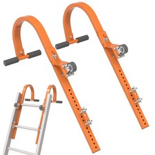 2 Ladder Roof Hook with Wheels, Heavy Duty Steel Ladder Hooks with Grip T-Bar...
