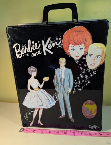 Vintage 1963 SPP Mattel Barbie Ken Black Carrying Case