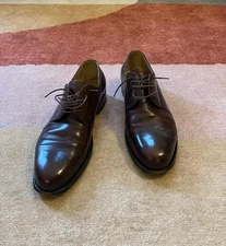 Vass Leather Derby Captoe Shoes In Good Condition Dark Brown US10/UK9