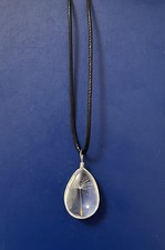 Image of Dandelion Seed Necklace with Glass Vial and Cord Pendant Lucky Wish Pendant