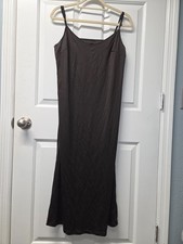 H&M Women's Casual Long Maxi Dress Solid Black Sz 36 Spaghetti Straps Sleeveless