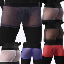 Höschen Herren Slips Durchsichtig Glänzend Mesh M~2XL Schlank Boxershorts