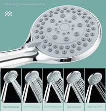 High Pressure Shower Head 5 Settings Handheld Shower Heads Spray 5 FT Hose+////