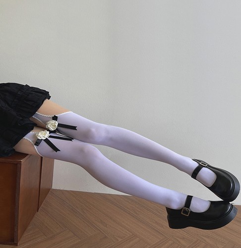 Calze bretelle collant fiocco giapponese JK uniforme scuola cosplay calze - Foto 6 di 6