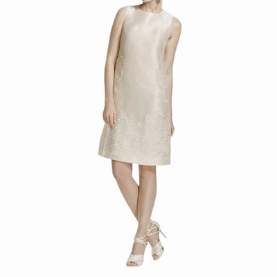 GALINA Short Mikado Dress Sequined Lace Applique Ivory NWT Size 4